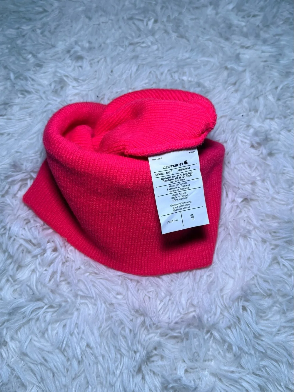 Carhartt Kids Neon Pink Knit Beanie with C Patch